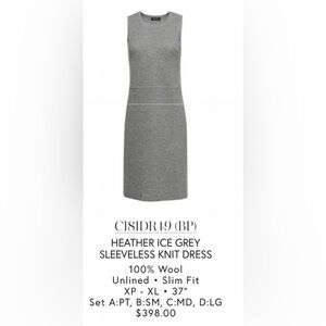 NWT Worth Wool Grey Sleeveless Knit Dress Size S
